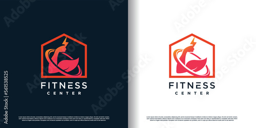 fitness logo design with creative concept premium vector