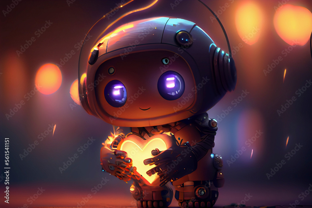 Chibi Robotic Love: Cute Anime Robots Holding Valentine's Hearts in Hyper-Realistic Oil Painting with Big Soulful Eyes, Pixiv-Inspired, Under Mood and Cinematic Lighting with Glow and Fairy Lights Chibi Robotic Love: Cute Anime Robots Holding Valentine's Hearts in Hyper-Realistic Oil Painting with Big Soulful Eyes, Pixiv-Inspired, Under Mood and Cinematic Lighting with Glow and Fairy Lights
