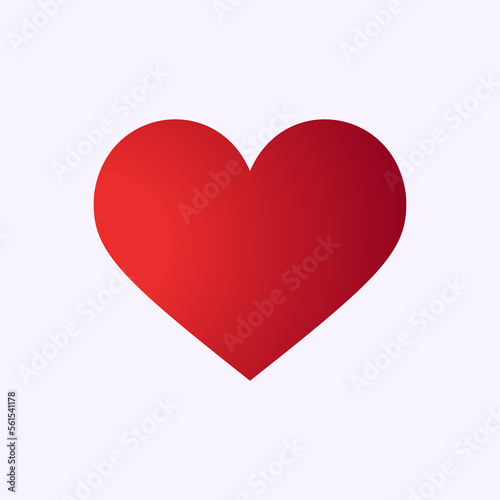 Symbol of Heart. Simple vector Icon. The classic symbol is universally used. Side lighting. The gradient of red color.