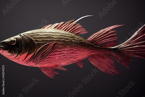 Fish with a metal body in a steampunk style.