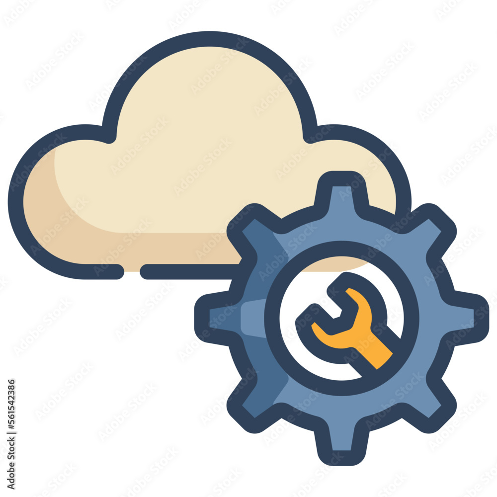 cloud maintenance cog wheel wrench icon filled outline