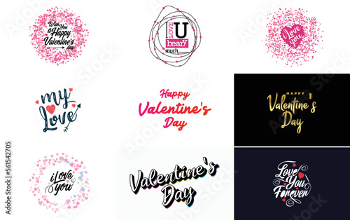 Happy Valentine s Day hand-drawn lettering vector illustration suitable for use in design of flyers. invitations. posters. brochures. and banners