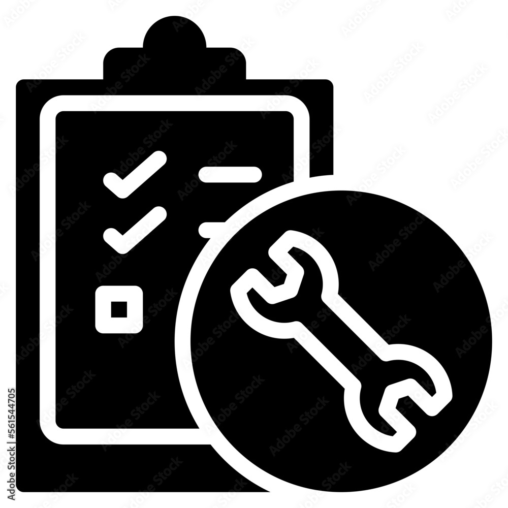 check list maintenance wrench icon solid glyph check list maintenance wrench icon solid glyph