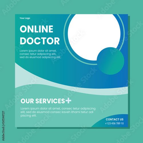 Medical healthcare service social media post template design. Hospital, doctor, clinic and dentist health business promotion flyer poster.