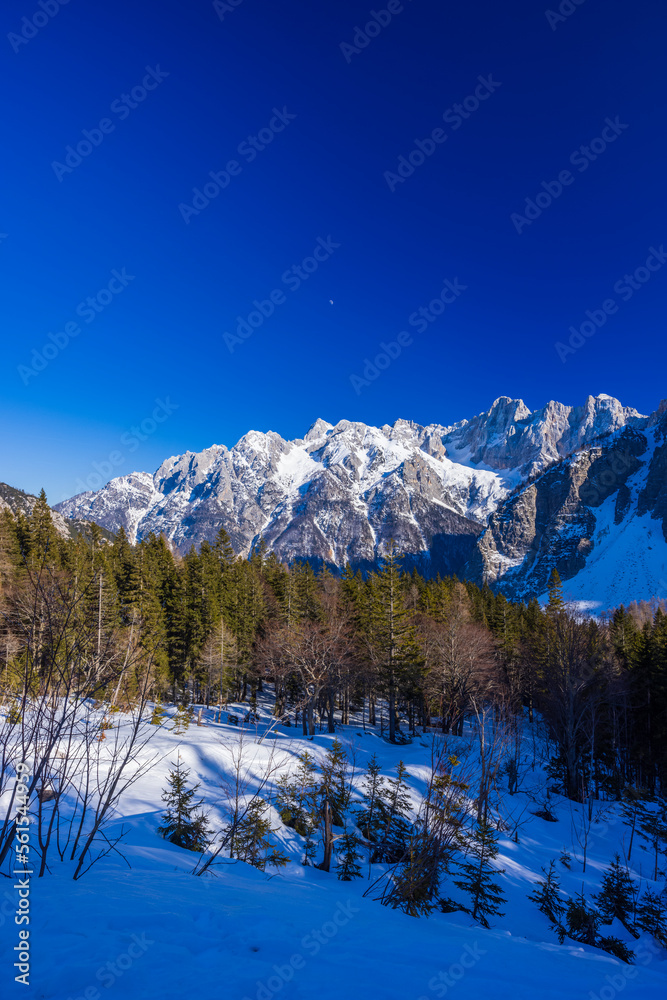 Winter landscape near Vrsic, Triglavski national park, Slovenia
