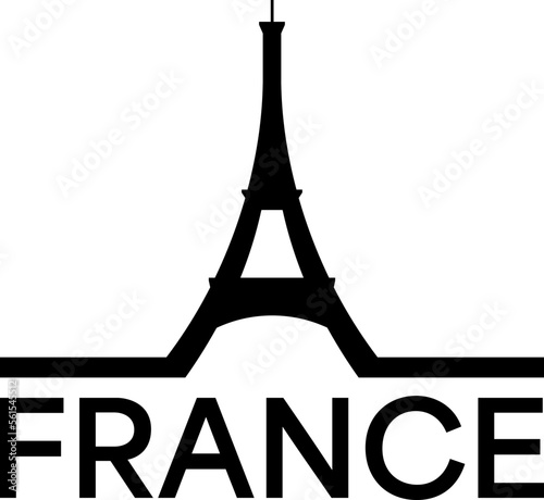Word France with Eiffel Tower symbol. T-shirt print, emblem, modern vector illustration.