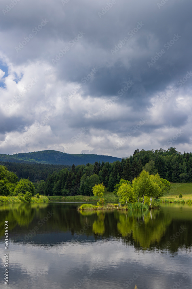 Pond near Poniatow Rudawa, Orlicke mountains, Okres Kladzko, Poland Pond near Poniatow Rudawa, Orlicke mountains, Okres Kladzko, Poland