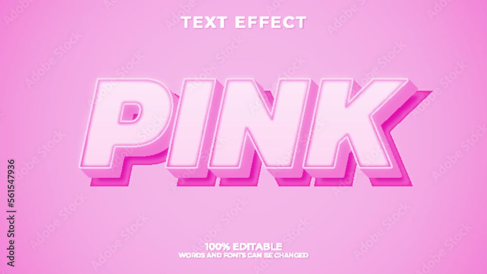 editable 3D text effect pink theme - text style