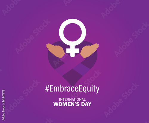 International Women's Day 2023, campaign theme: #EmbraceEquity. Women's Day vector illustration. Give equity a huge embrace.