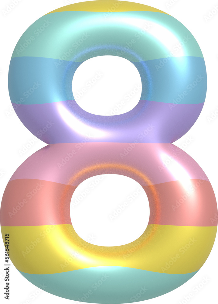 Metallic Balloon alphabet in rainbow tones. Number 8 Metallic Balloon alphabet in rainbow tones. Number 8