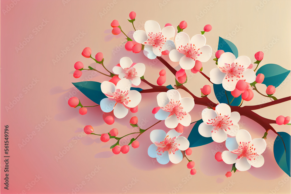 Cherry blossom flower tree japan in white background