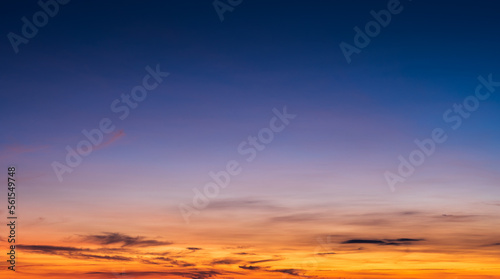 Sunset sky clouds on dusk in the evening with orange sunlight and dark blue twilight   © Nature Peaceful 
