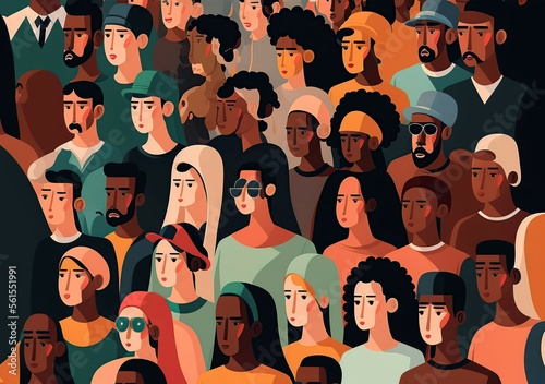 illustration ,people of different ethnicities,multiracials,image generated by AI