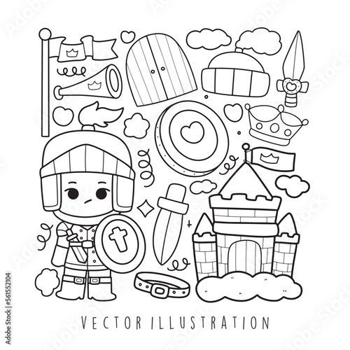 knight and princess colouring page for kid

