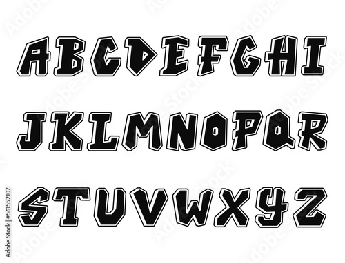 Graffiti letters font.Vector hand drawn line cartoon illustration. Graffiti letters,abc,urban, font fashion print for t-shirt,poster,logo art concept