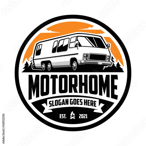 Classic Motorhome Emblem Logo Vector Isolated