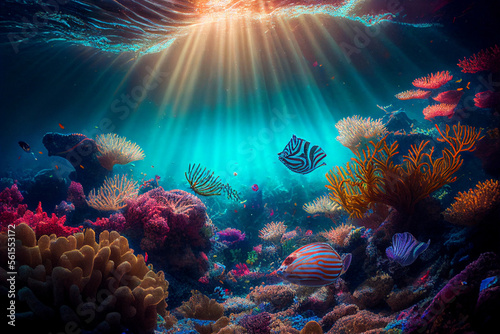 Gorgeous underwater landscape, wallpaper/background/desktop, generative ai, digital art © PostReality Media