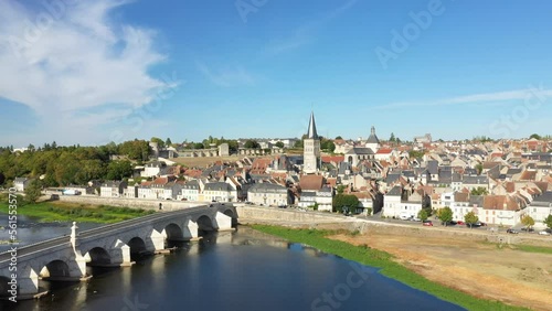 The medieval church of Charite sur Loire in Europe, France, Burgundy, Nievre, in summer, on a sunny day. photo