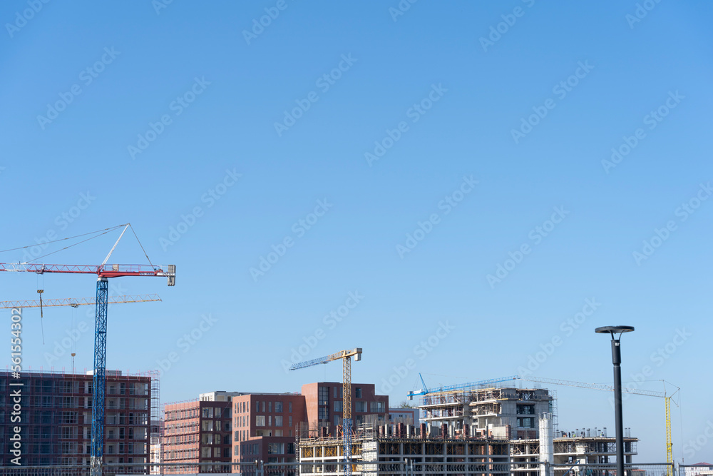 Building construction are in Tirana, crane
