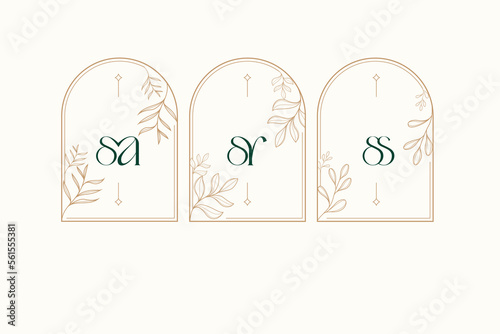 frame of the name of the wedding couple initials name