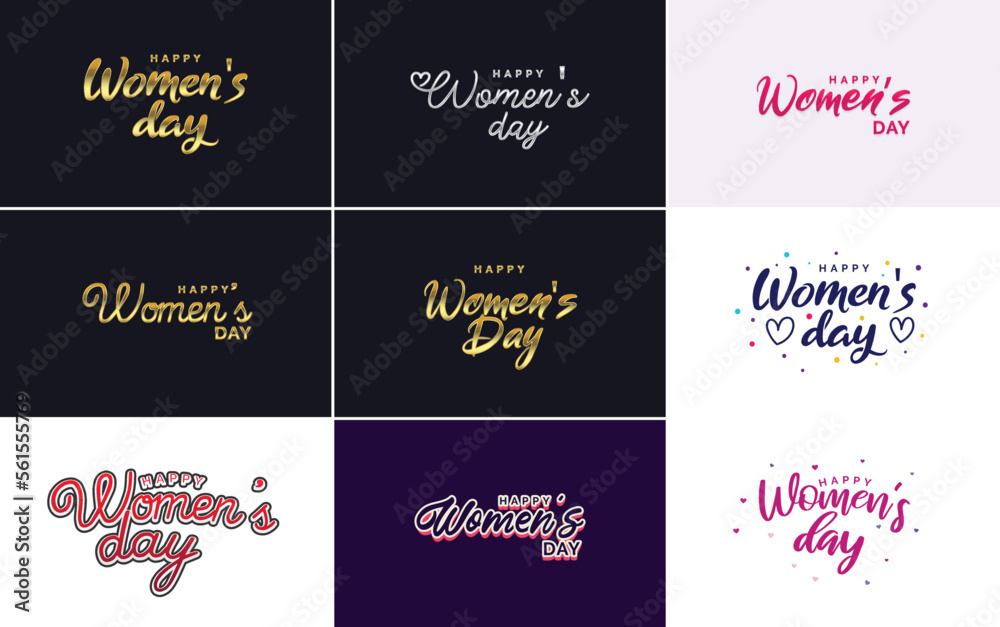 March 8th typographic design set with Happy Women's Day text