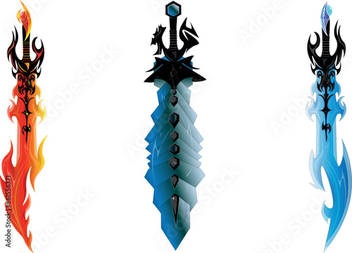 Three swords of power. Sword art of strenght. A world of fantasy and magic.