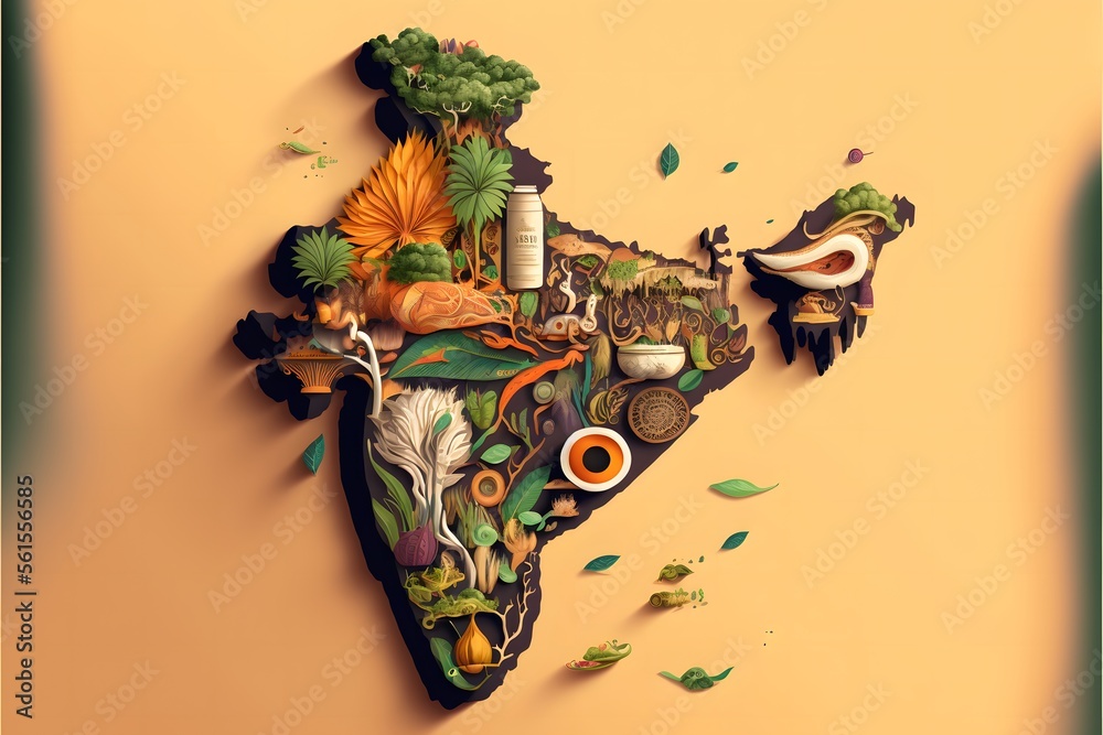 India Map shows its diversity in culture, religions, vegetation, flora ...