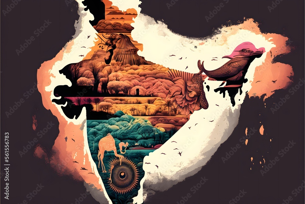 India Map shows its diversity in culture, religions, vegetation, flora ...