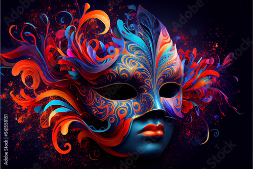 Fotobehang multicolored carnival mask party inspired in ancient venetian dominos, generativ