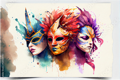 three venetian style carniv...