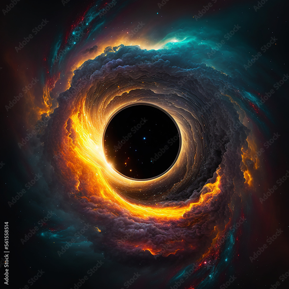 Black hole in universe. Wormhole and stars in outer space. Stock ...
