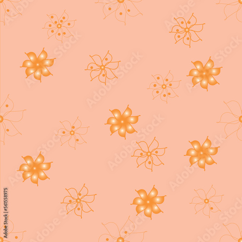 seamless spring patern with floral peach background