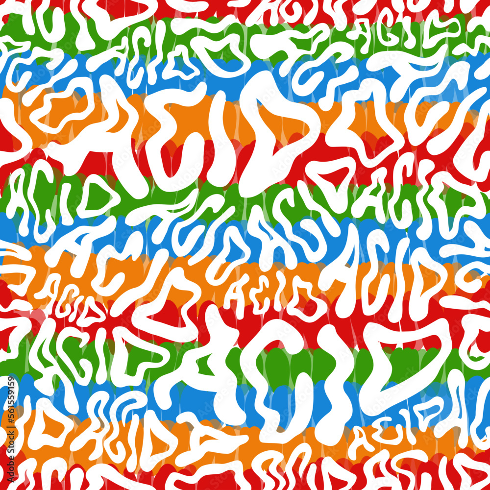 Acid quote,tie dye seamless pattern background.Vector tie dye cartoon illustration.60s style,hippie,acid,lsd seamless pattern art Acid quote,tie dye seamless pattern background.Vector tie dye cartoon illustration.60s style,hippie,acid,lsd seamless pattern art