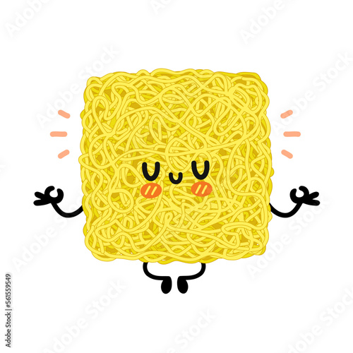 Cute funny instant noodle character. Vector hand drawn cartoon kawaii character illustration icon. Isolated on white background. Cute asian instant noodle,ramen cartoon mascot concept