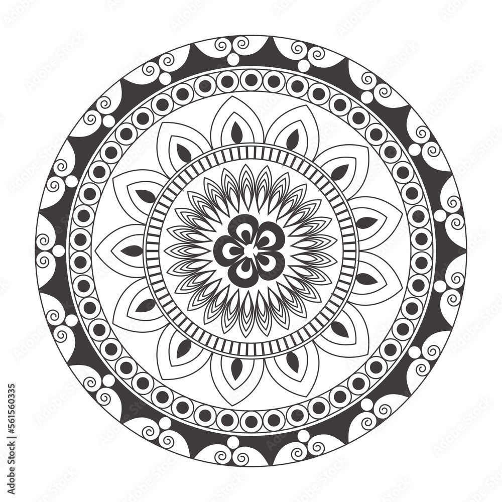 Mandala Design Decorative Pattern Decoration Snowflake on black Flower Pattern Design