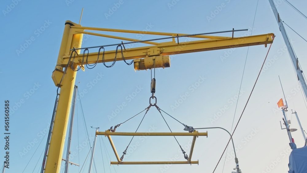 Port Cargo Loading Crane Lift Gantry in Fishing Harbor Port Cargo Loading Crane Lift Gantry in Fishing Harbor