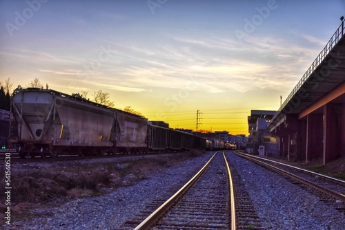 A railway during Sunset hour