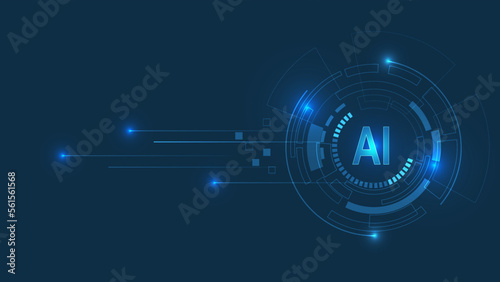 AI Artificial Intelligence and Machine Learning Concept, Big data innovation technology, Abstract background, Vector illustration