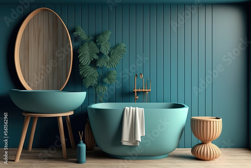 Fotomurale Vintage minimalist bathroom in blue and beige tones