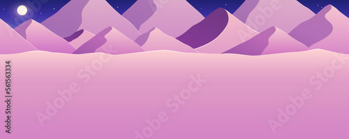 砂漠の風景イラスト_夜_横スクロールゲームの背景_シームレス