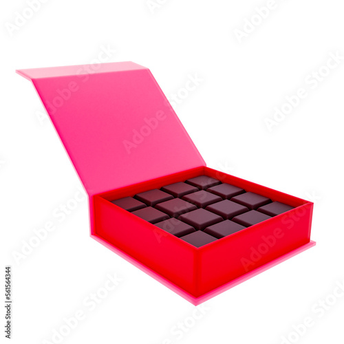 3D Boxed Chocolates in Red Render Valentine's elements PNG