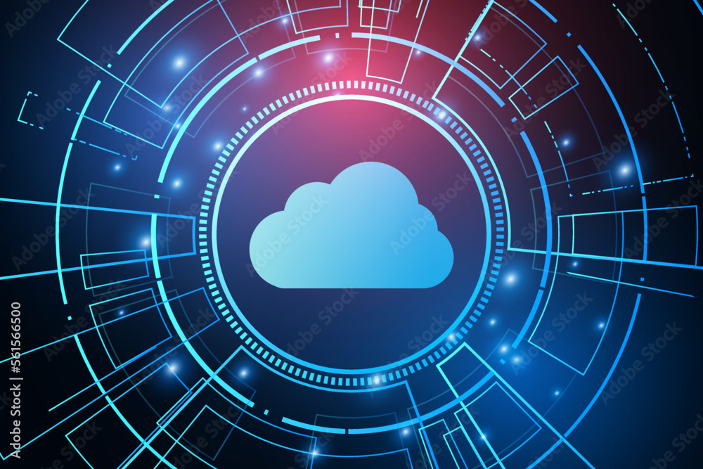 Obraz premium Modern cloud technology futuristic, online storage, work from home 