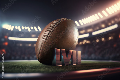 Fotografie, Tablou close-up of an american football ball on the field