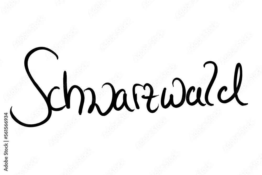 Schwarzwald Handwritten black on white 
