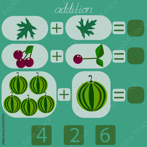 count the leaves and berries in the picture and put the desired number