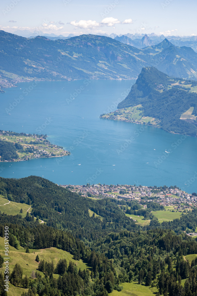 Portrait view of Lake Lucerne from Pilatus