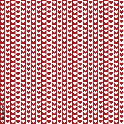 Seamless valentine day pattern with hand drawn red hearts. Colourful doodle hearts on a red background. postcards, print, poster, party, Valentine's day, and vintage textile. Vector.