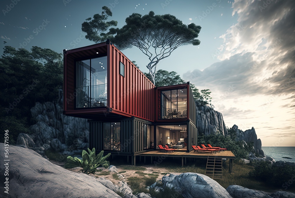 container box remake as restaurant, office or house, modern and ...