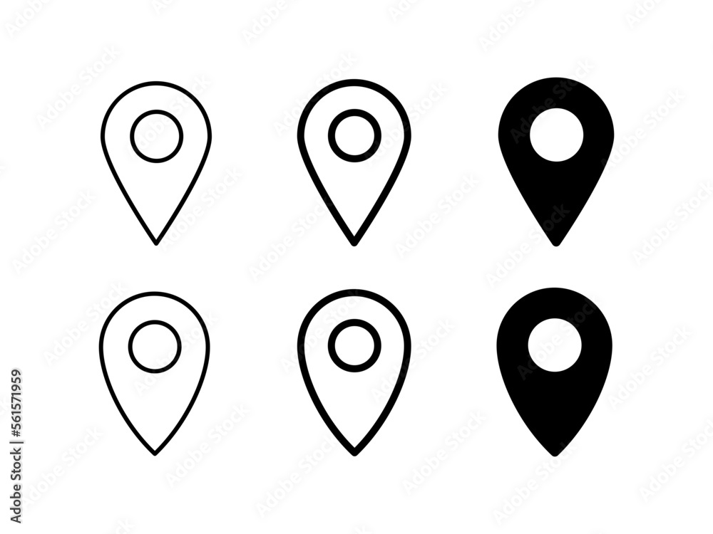 Set of location map pin icons Set of location map pin icons