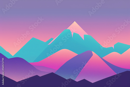Minimalist colorful Mountains. Pastel. Background